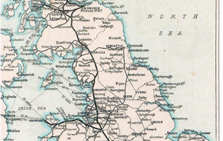 Map-West coast route Scotland, England and Wales